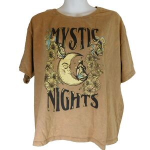 Organic Generation Short Sleeve 100% Cotton T-shirt Woman 2X Graphic Tee Tan EUC